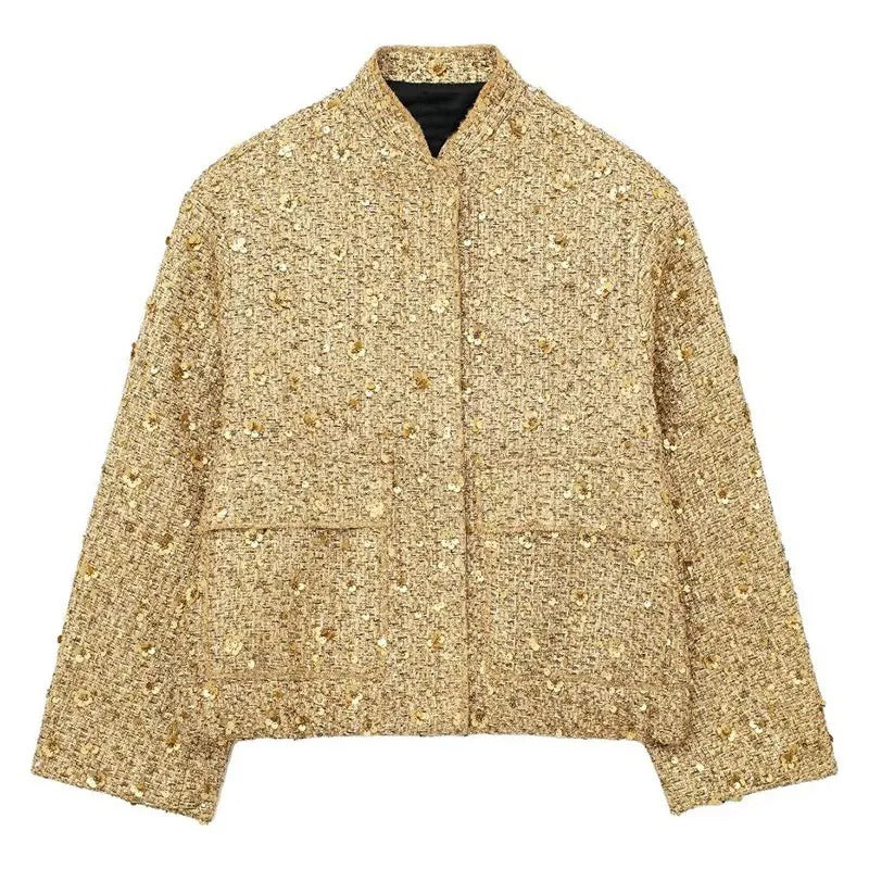 Gold Loose Casual jakke for kvinner