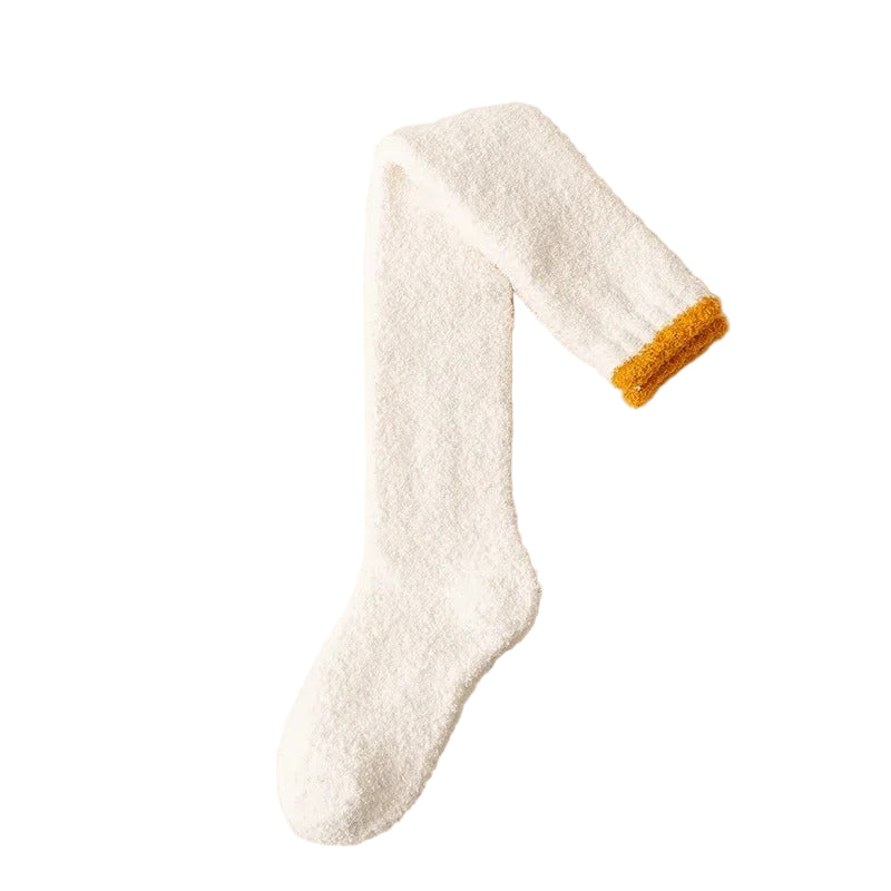 Over-knee høye sokker i korallfleece