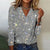 Kvinne V-hals Topp Metallisk Design Glitterprint Polyester Spandex 2