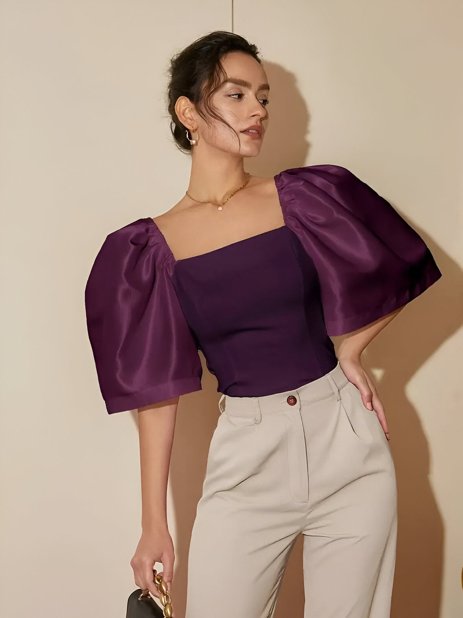 Variant image for Dame Bluse Firkantet Utringning Smal Polyester-6