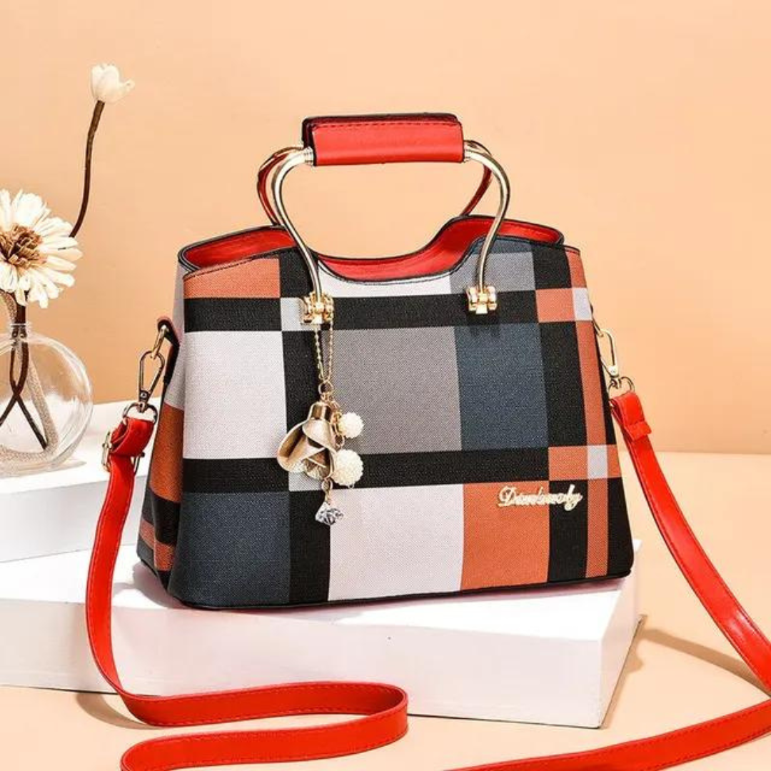 Crossbody-veske med rutete mønster for kvinner