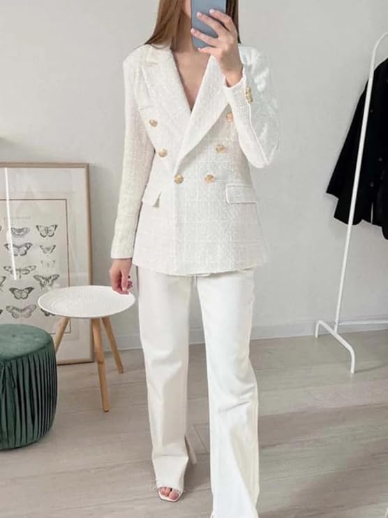 Dobbeltspent tweedblazer for dame