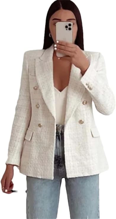 Dobbeltspent tweedblazer for dame