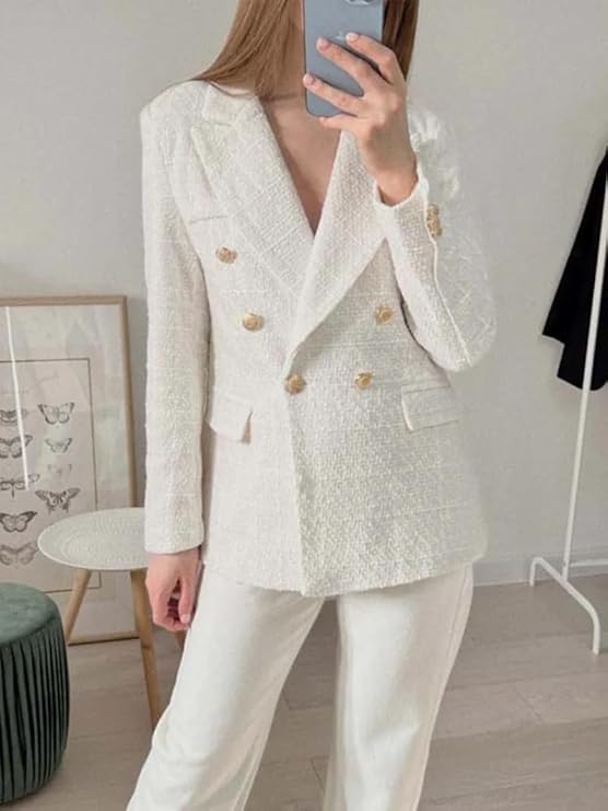 Dobbeltspent tweedblazer for dame