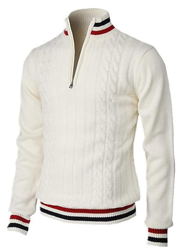 Herre Genser Half Zip Strikkemateriale Italiensk Design-1