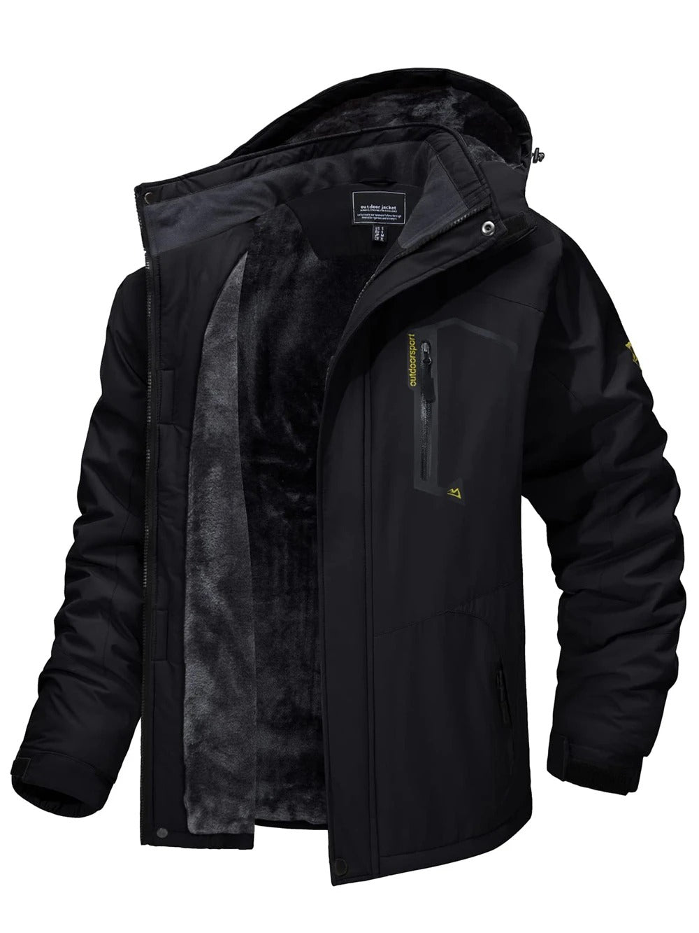 Fleece-skijakke med hette for menn
