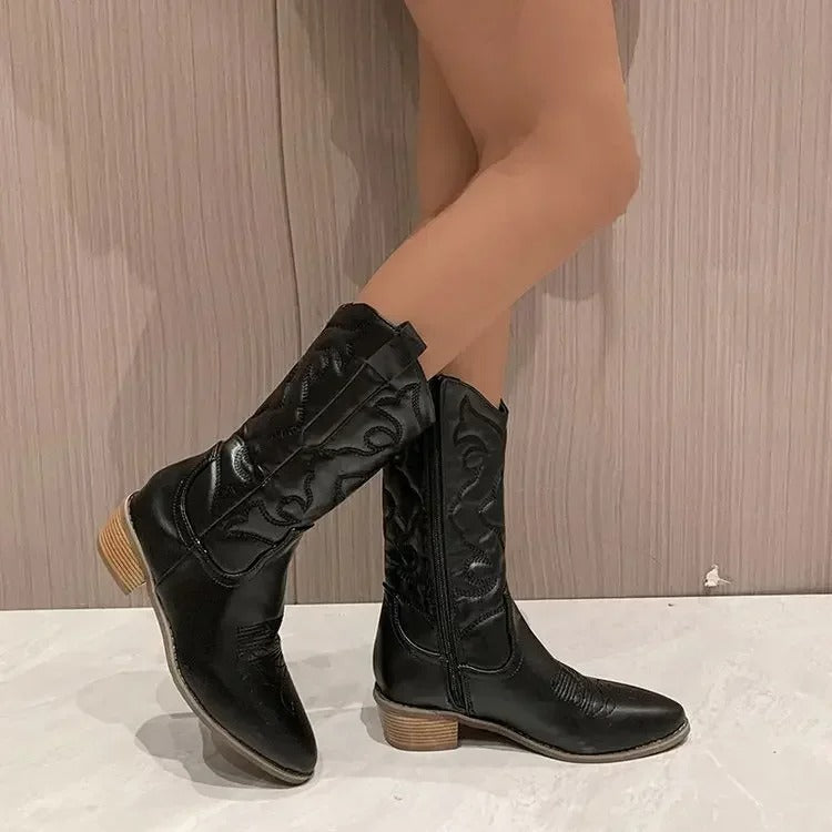 Fargede retro cowboystøvler for kvinner