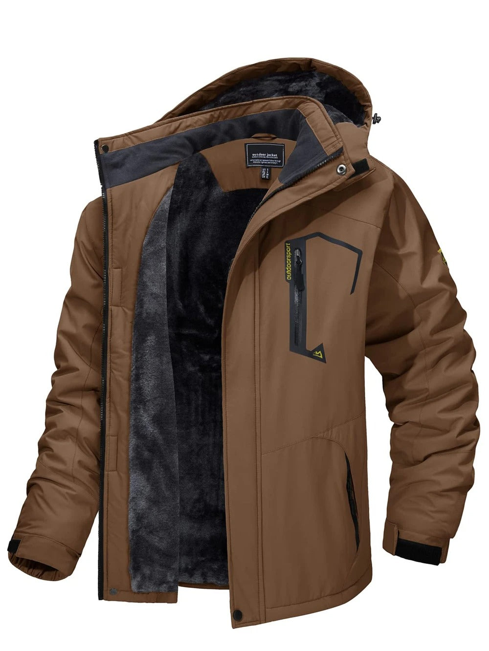 Fleece-skijakke med hette for menn
