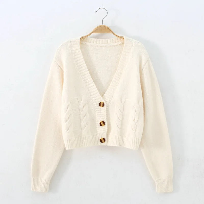 Kabelstrikket cardigan til dame