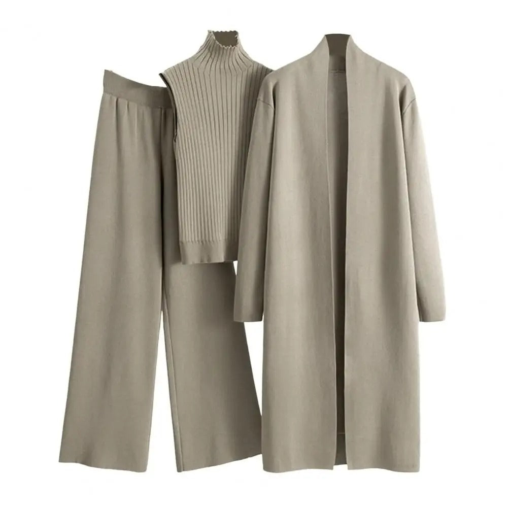 3-delt sett med vintercardigan for kvinner