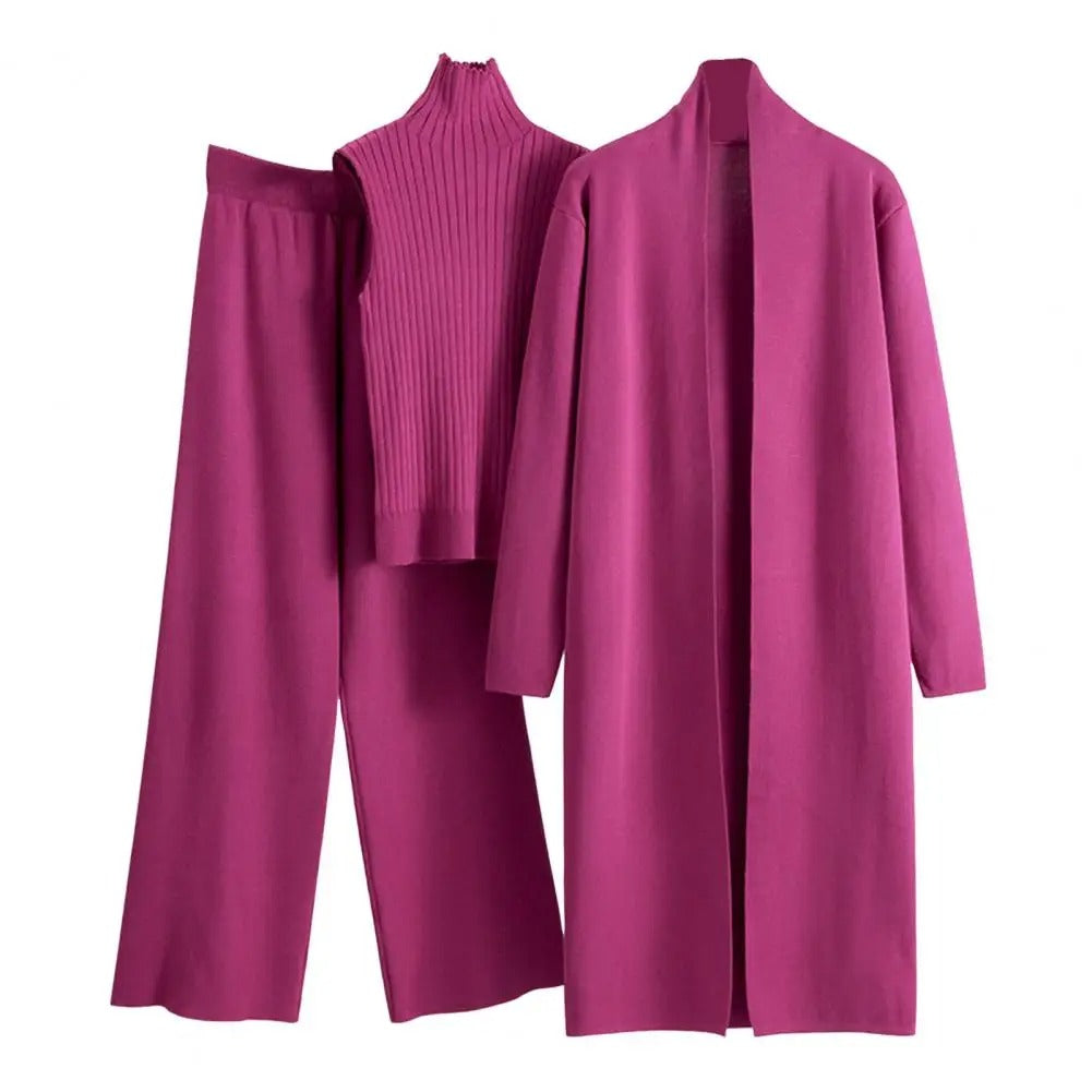 3-delt sett med vintercardigan for kvinner