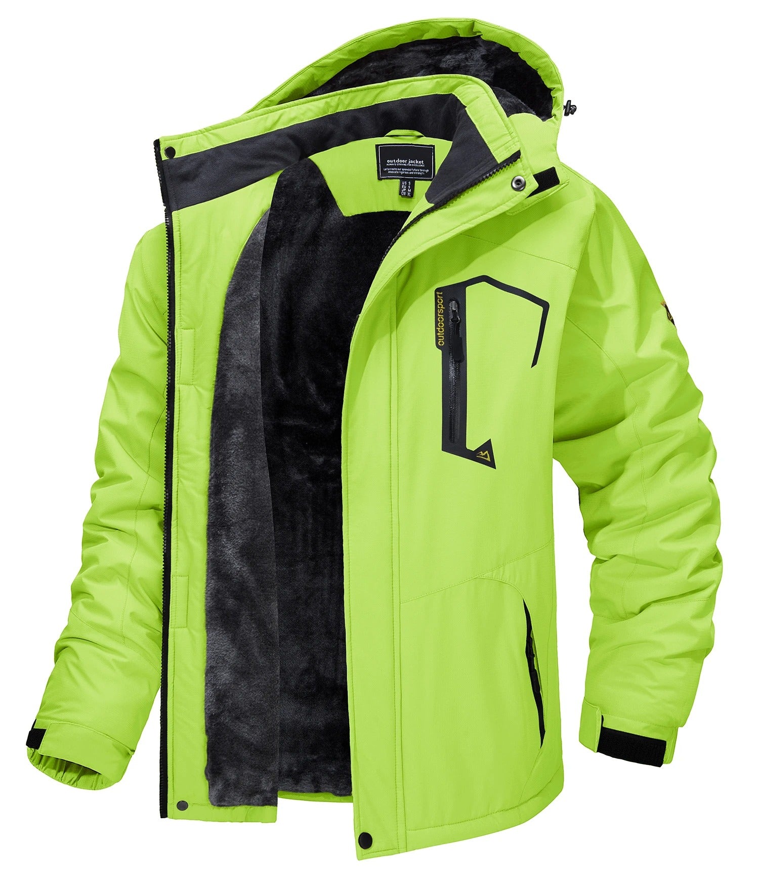 Fleece-skijakke med hette for menn