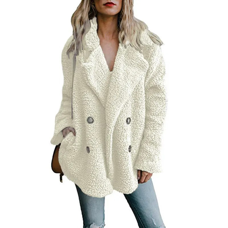 Oversized fluffy fleecejakke for kvinner