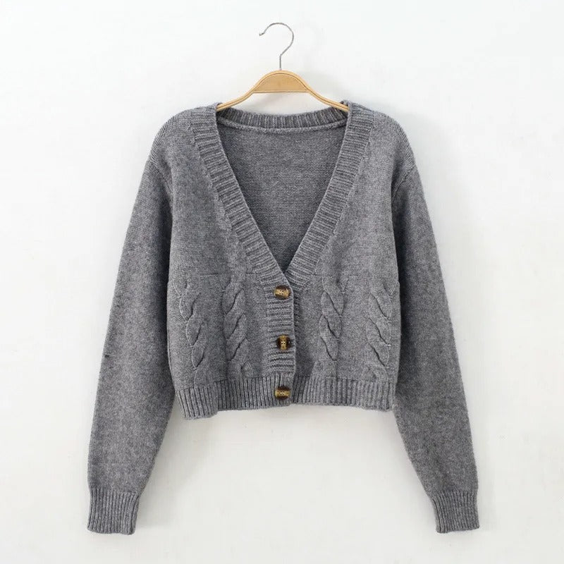 Kabelstrikket cardigan til dame