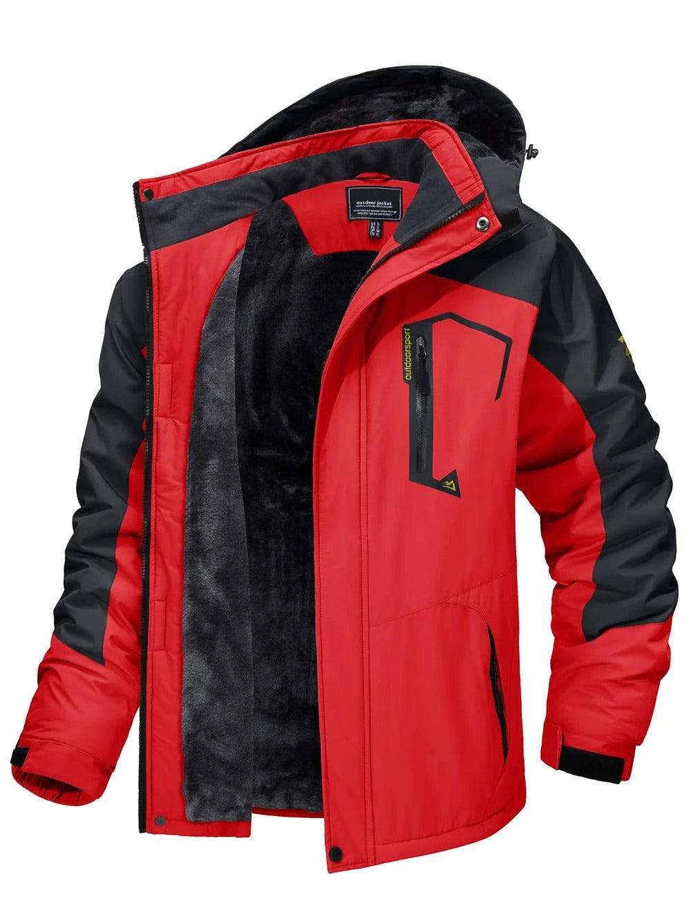 Fleece-skijakke med hette for menn