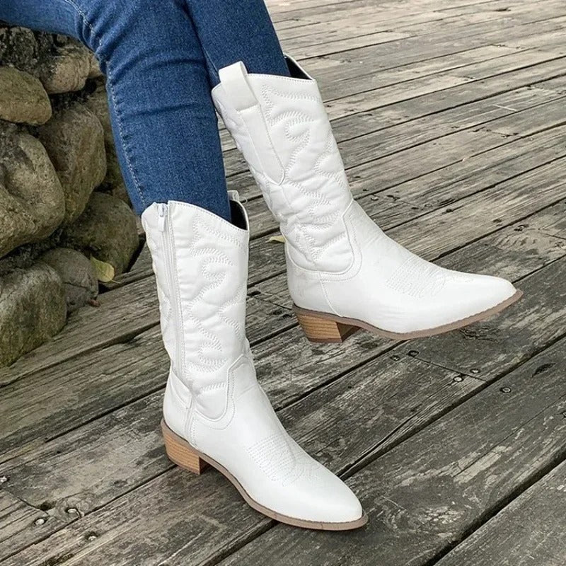 Fargede retro cowboystøvler for kvinner