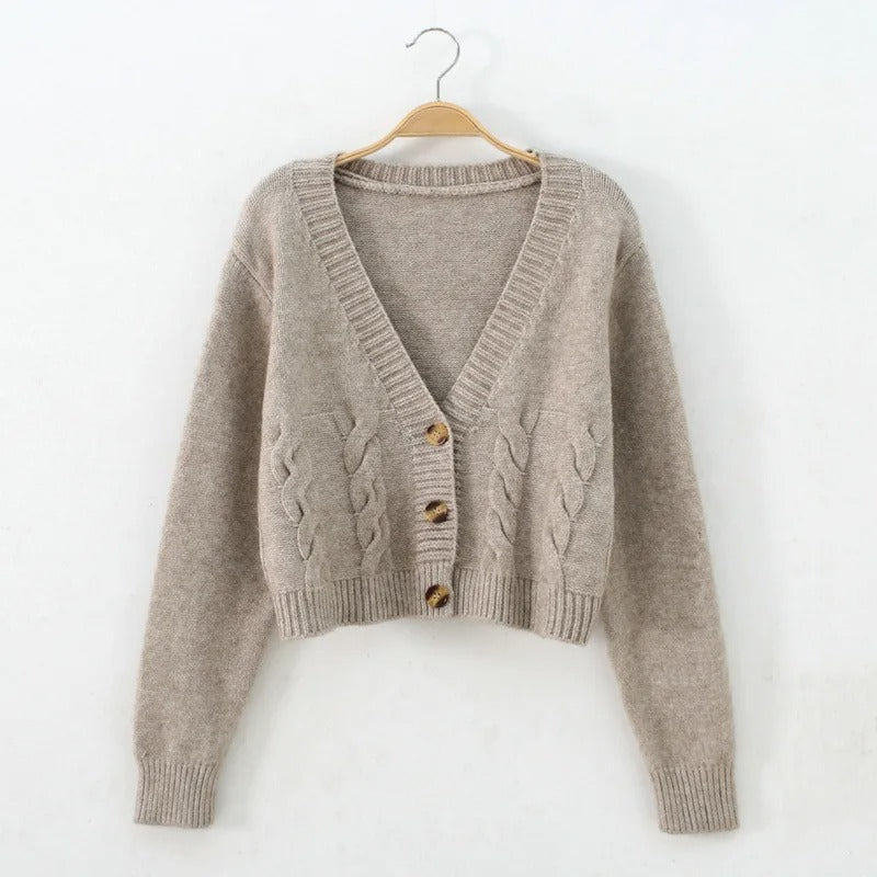Kabelstrikket cardigan til dame