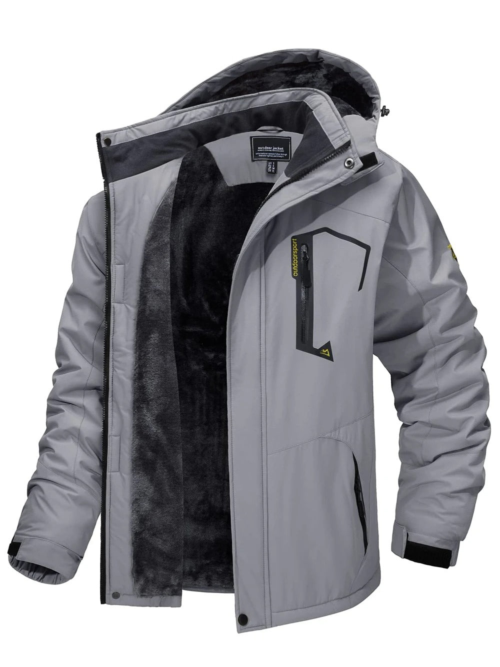 Fleece-skijakke med hette for menn