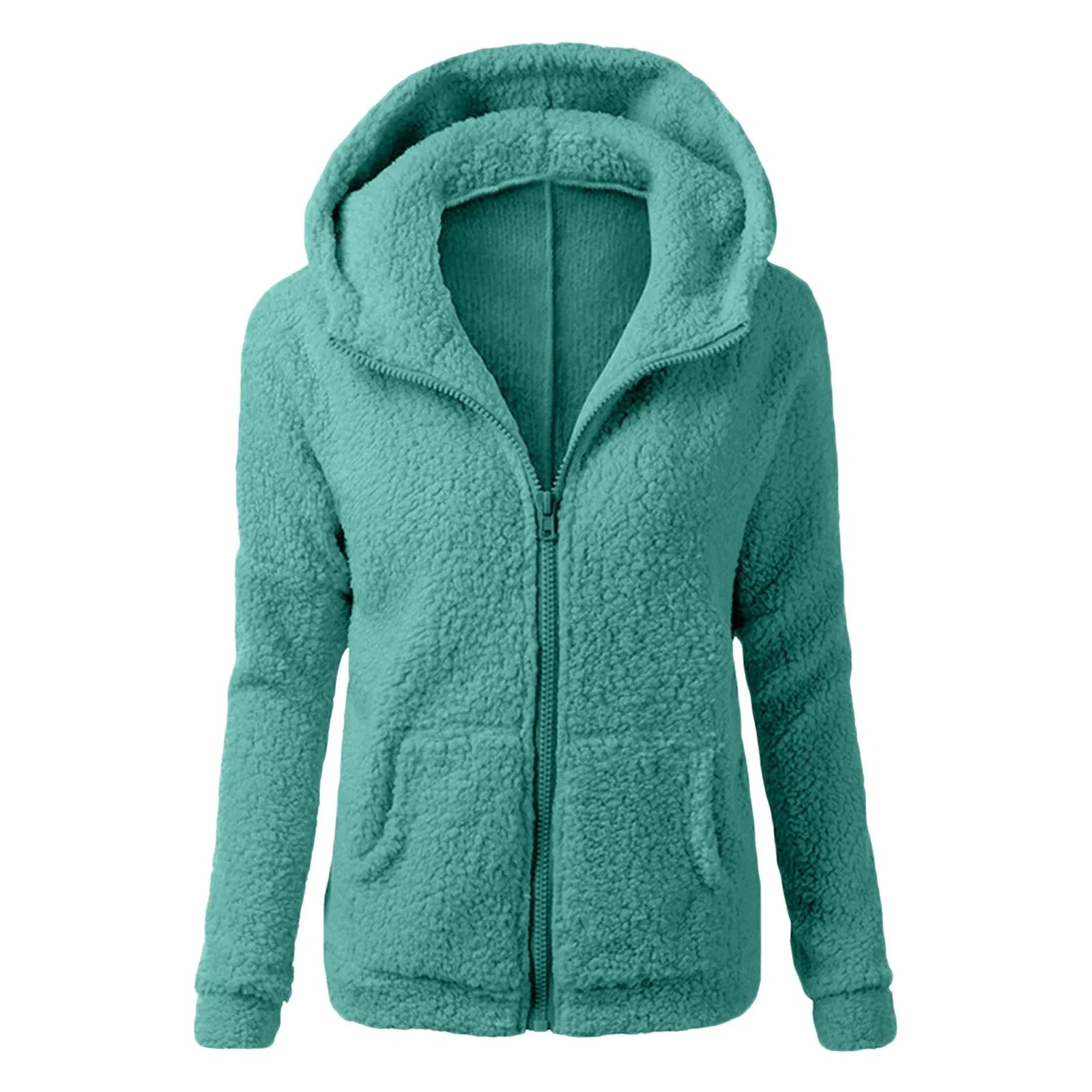 Vinterjakke med hette i fleece for kvinner