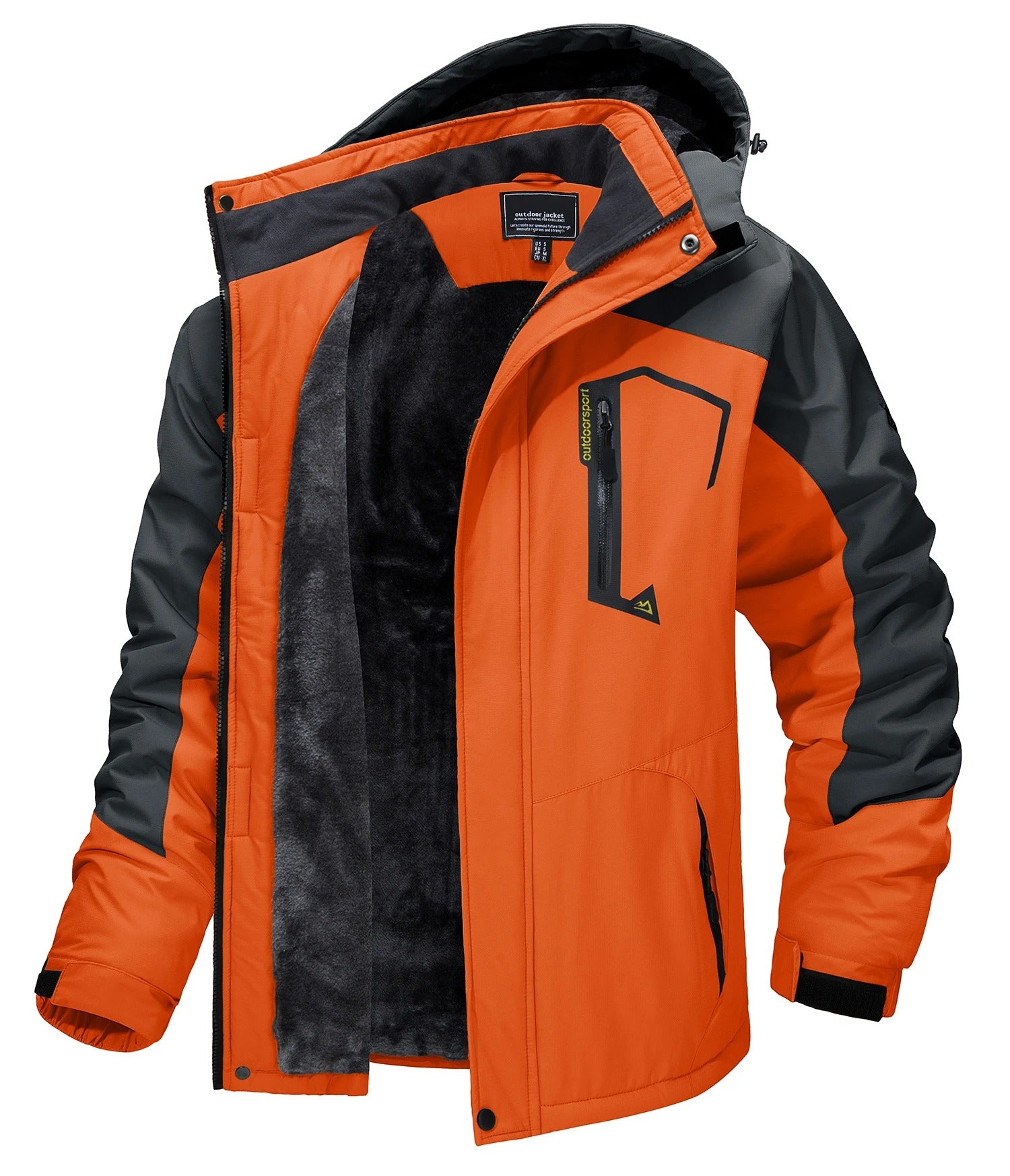 Fleece-skijakke med hette for menn