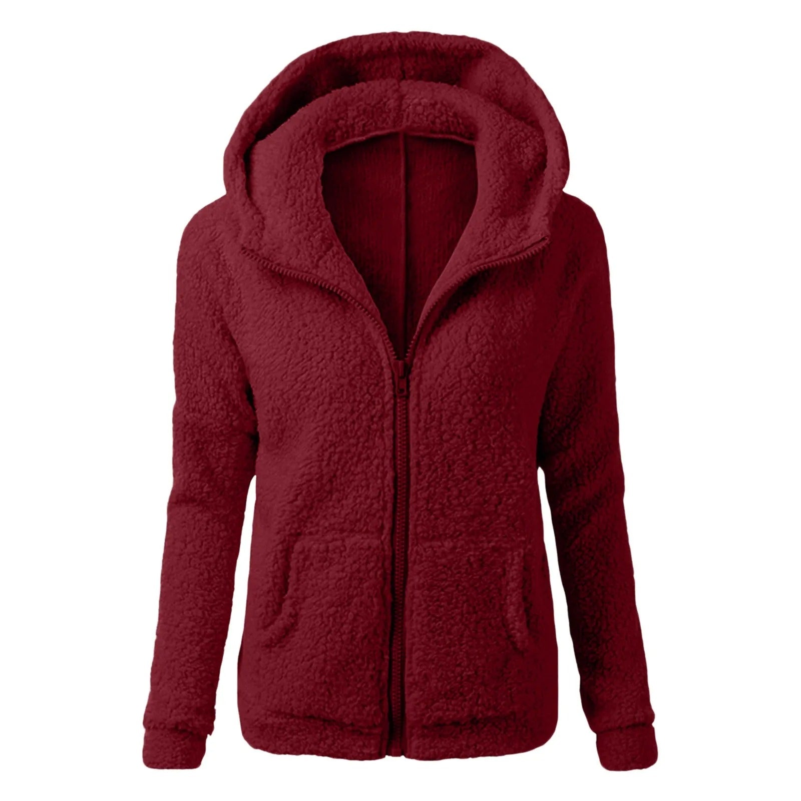 Vinterjakke med hette i fleece for kvinner
