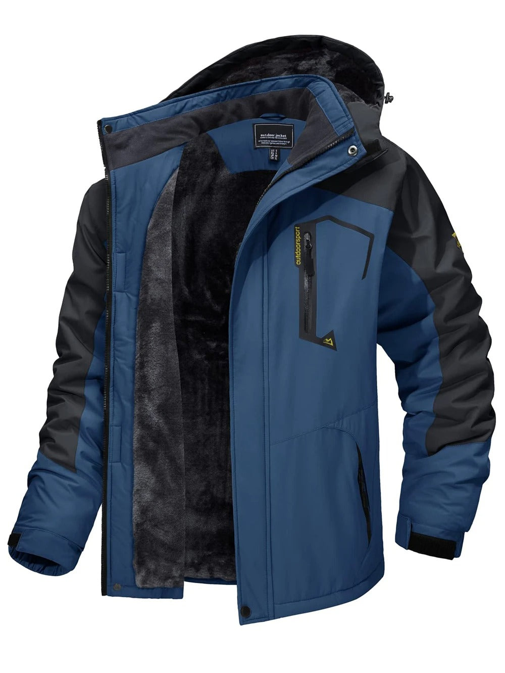 Fleece-skijakke med hette for menn