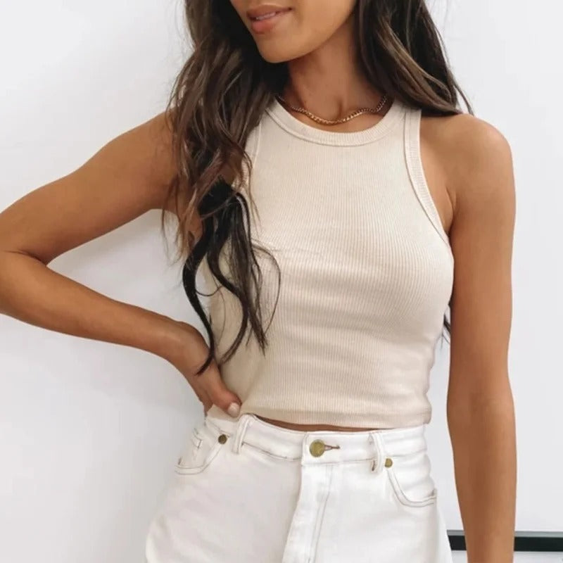 Strikket Crop Top for kvinner