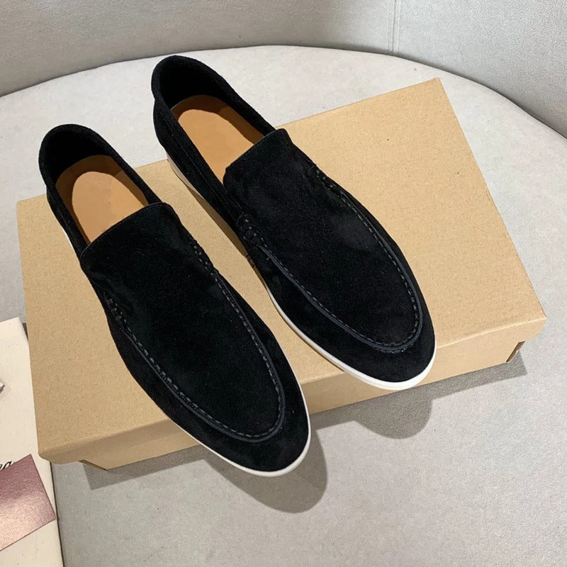 Loafers i semsket skinn for menn
