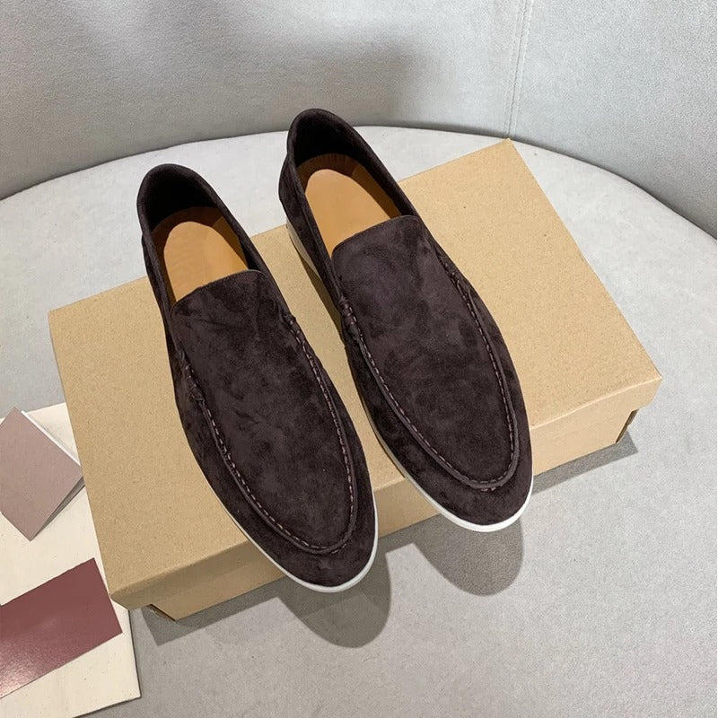 Loafers i semsket skinn for menn