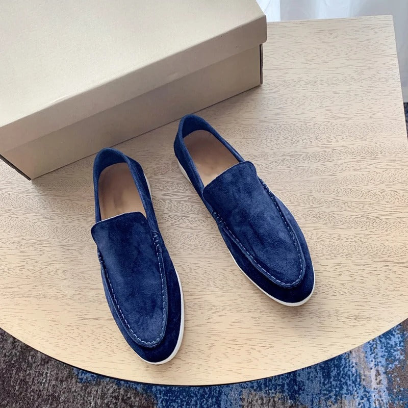 Loafers i semsket skinn for menn
