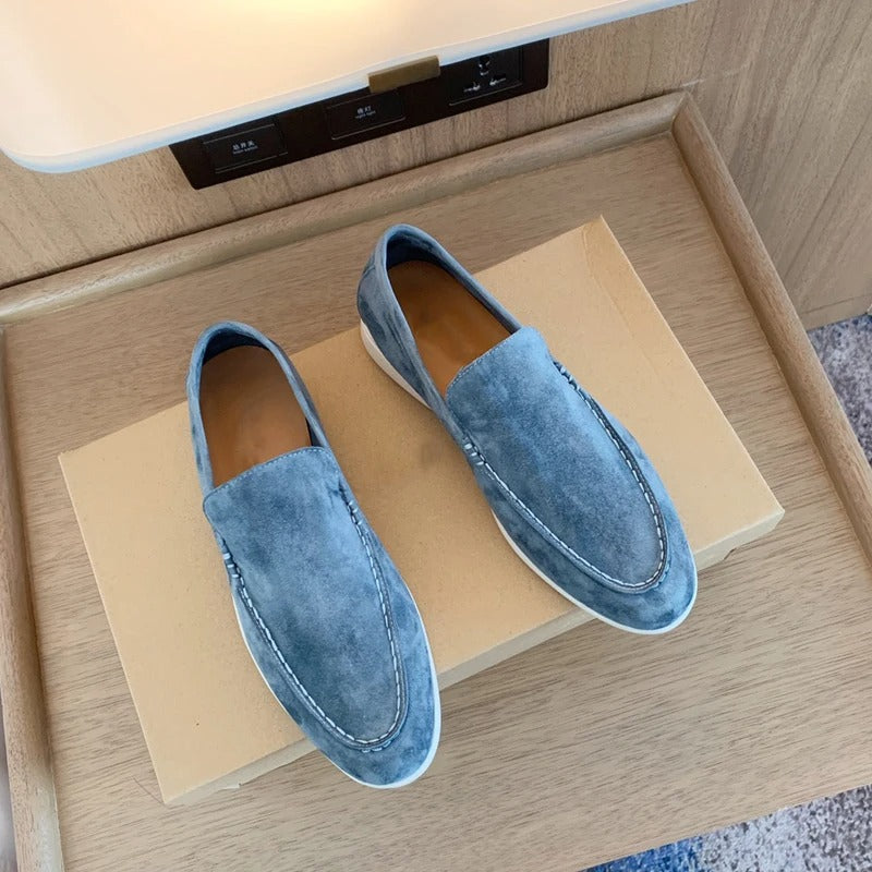 Loafers i semsket skinn for menn