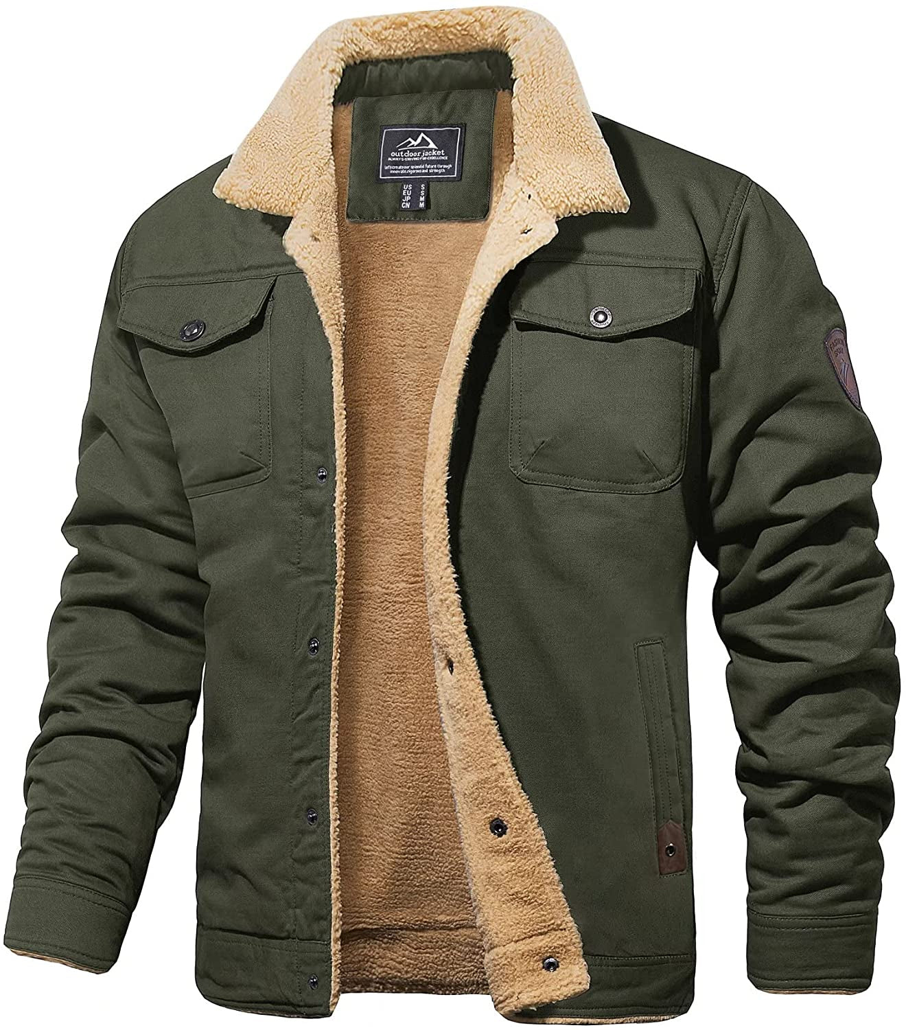 Variant image for Herre Vinterjakke Armygrønn Robust Sherpa-fôret Vannavvisende-1