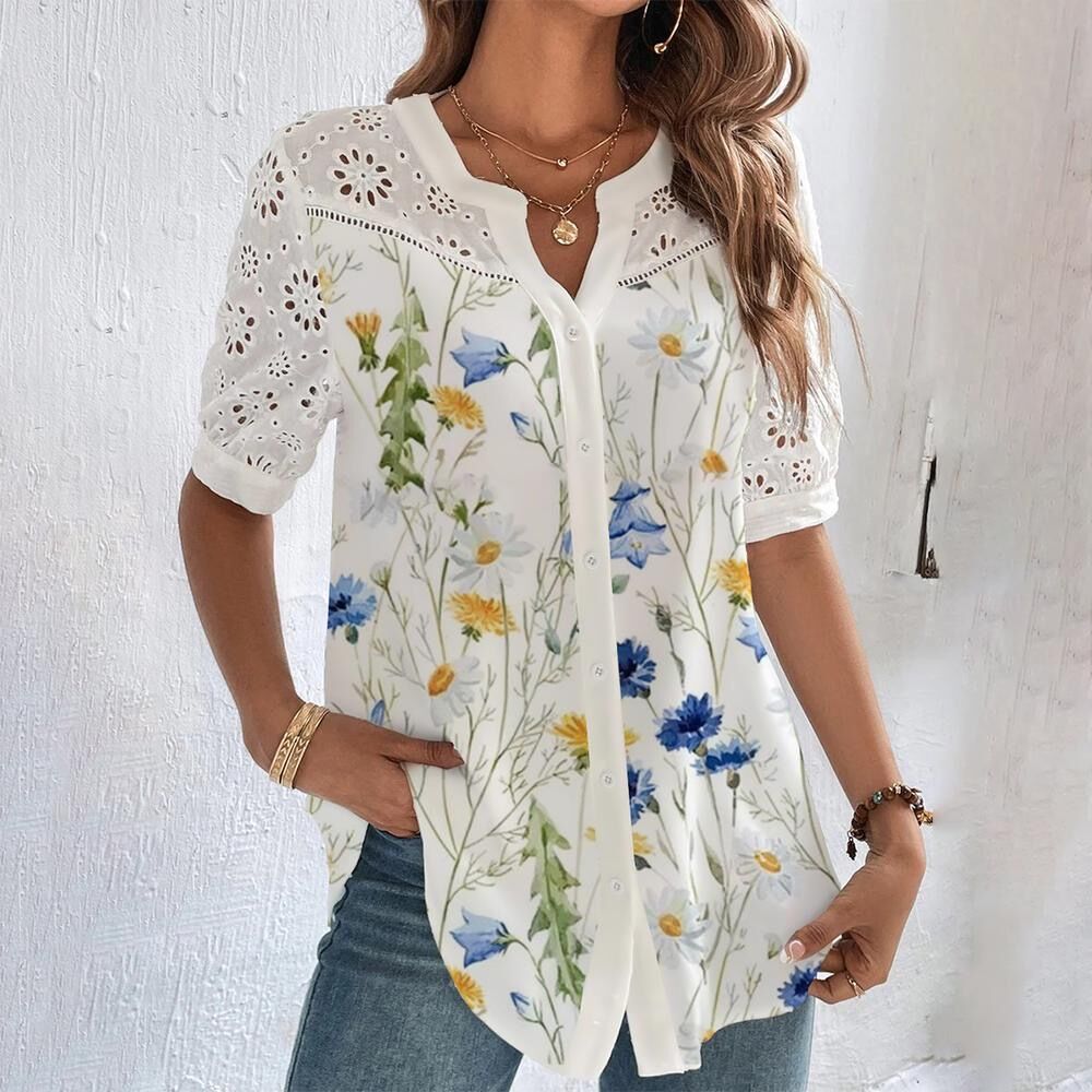 Kvinne Bluse Lekent Trykk Pustende Polyester 2