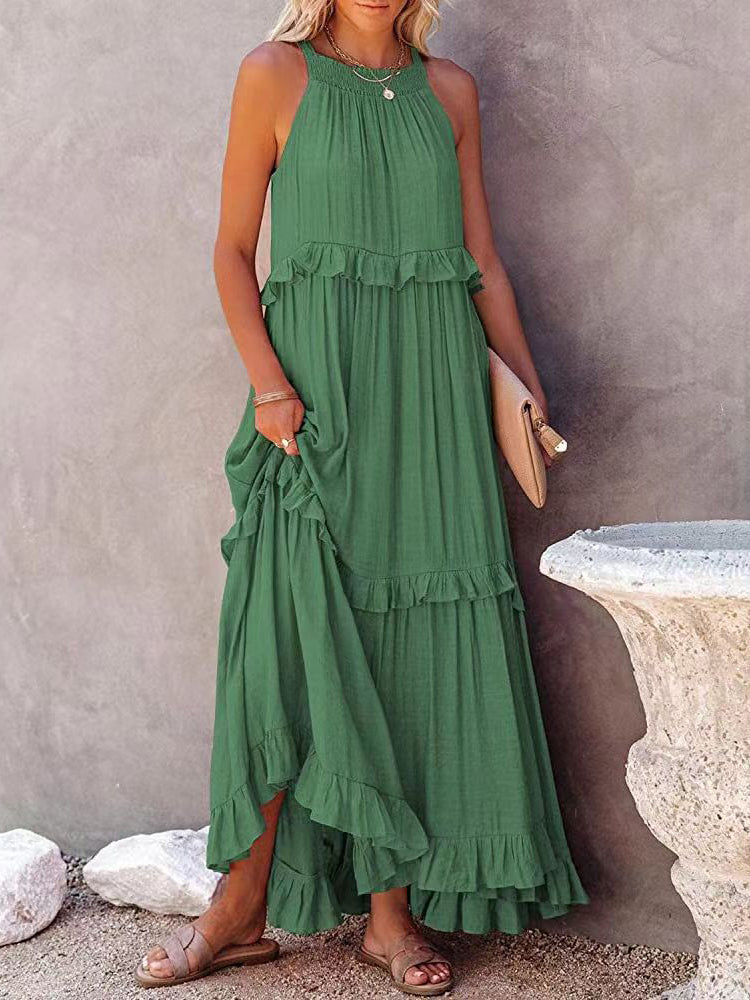 Lang Kjole Dame Elegant Snitt Polyester og Bomull 3