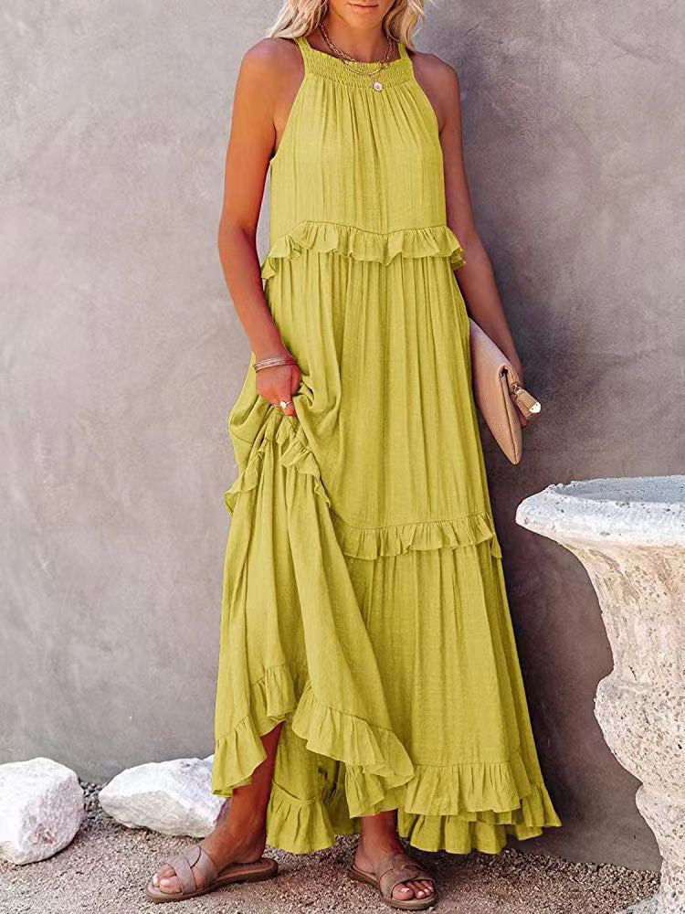 Lang Kjole Dame Elegant Snitt Polyester og Bomull 1