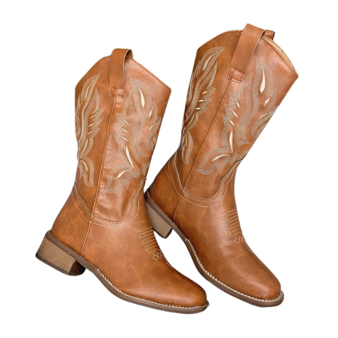 Cowboystøvler med vintage-broderi for kvinner