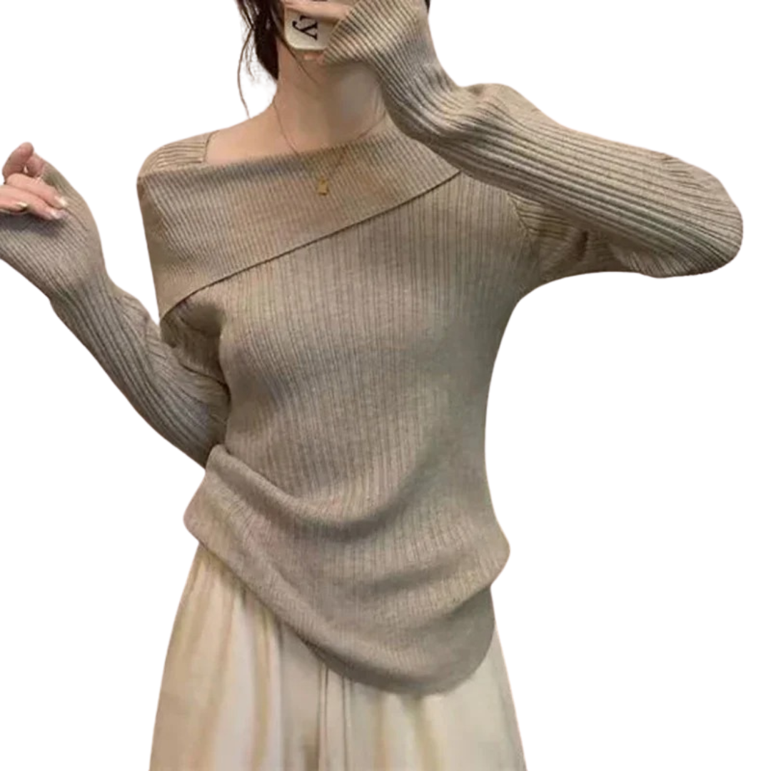 Off Shoulder strikket genser for kvinner