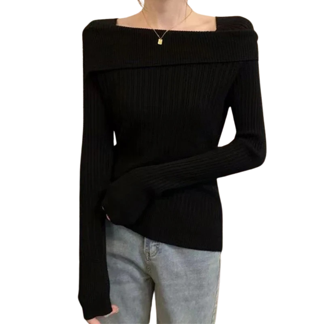 Off Shoulder strikket genser for kvinner