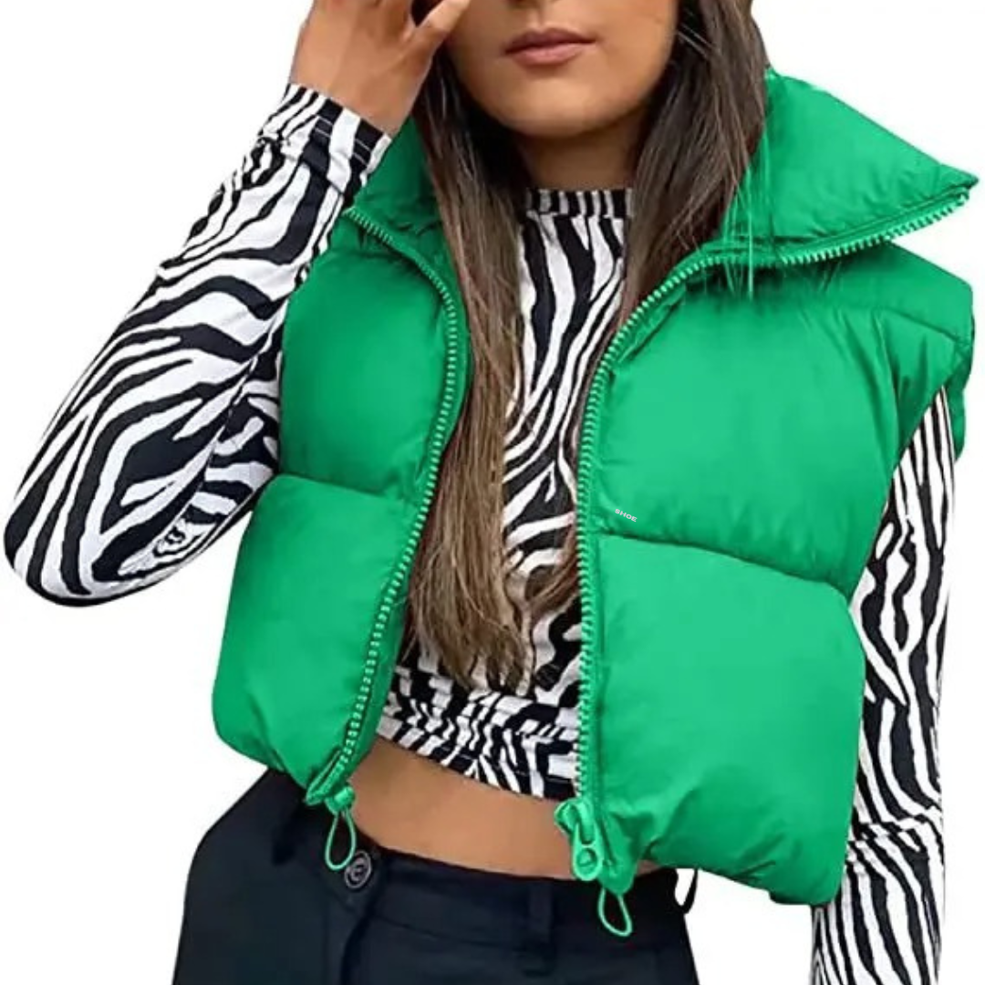 Cropped Puffer Vest til dame