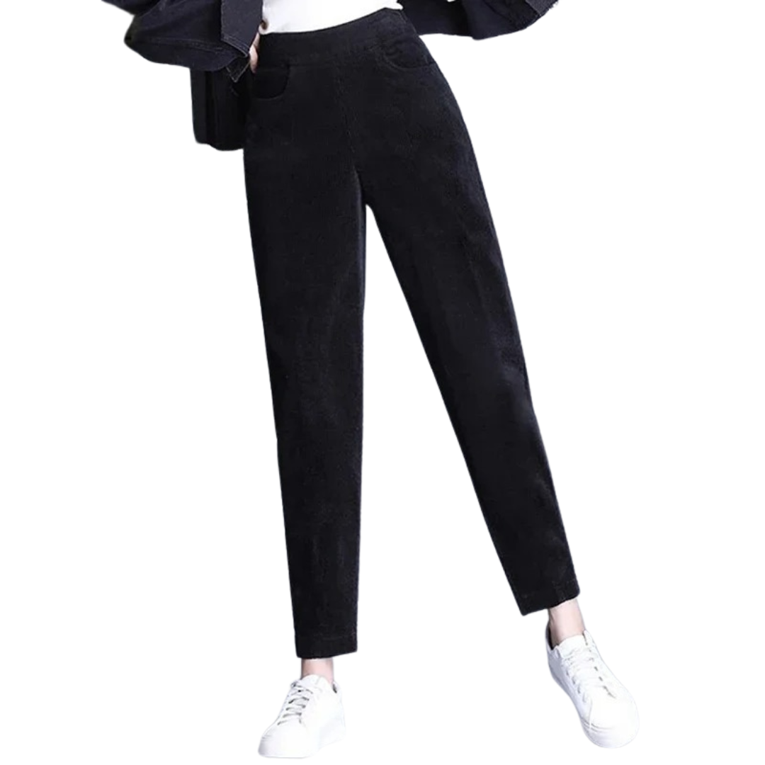 Varm bukse i kordfløyel til dame