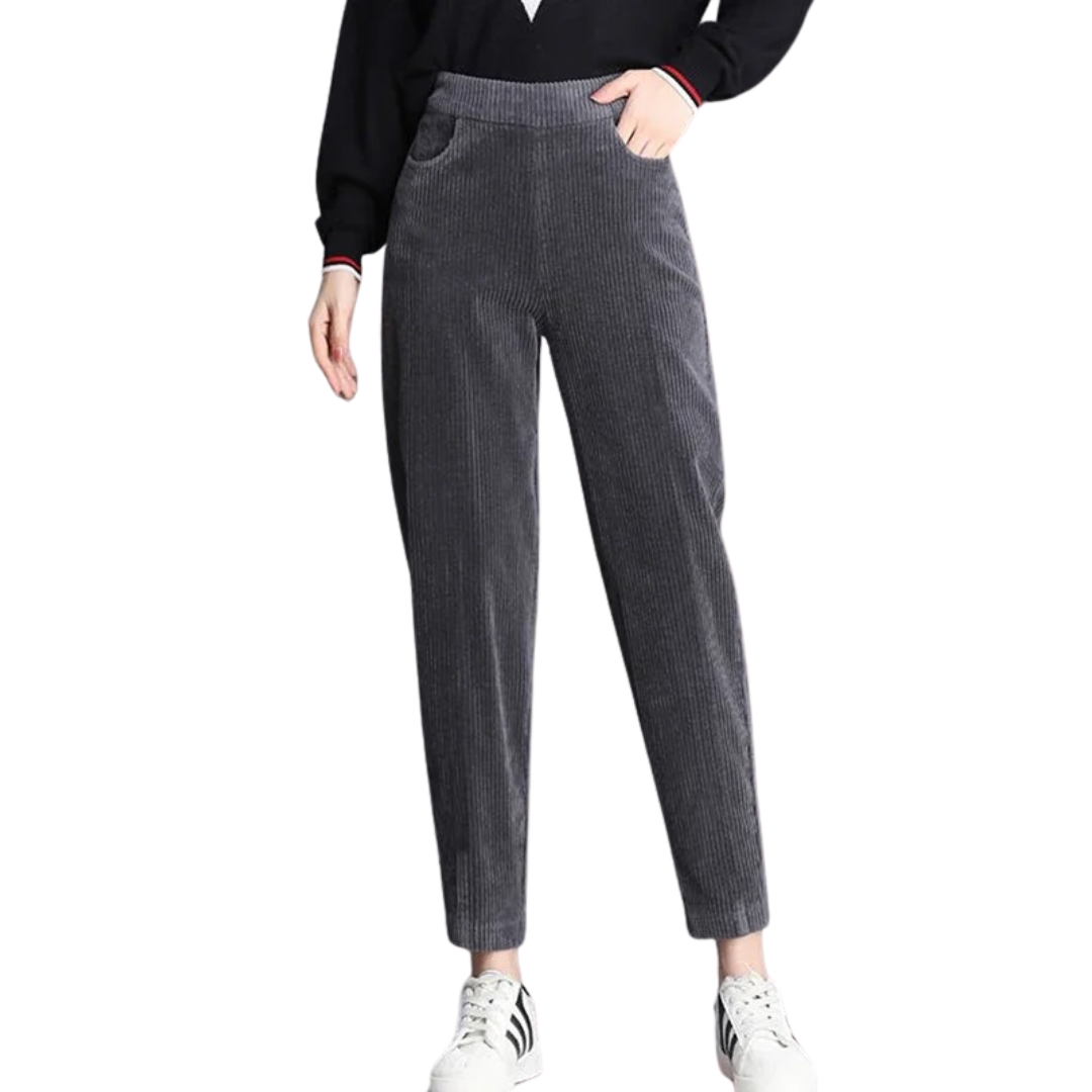 Varm bukse i kordfløyel til dame