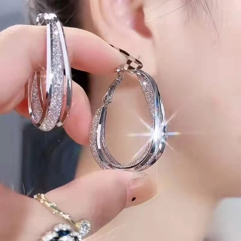 Oval Shiny Hoop øredobber