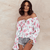 Blomstret bluse med volanger