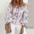 Blomstret bluse med volanger
