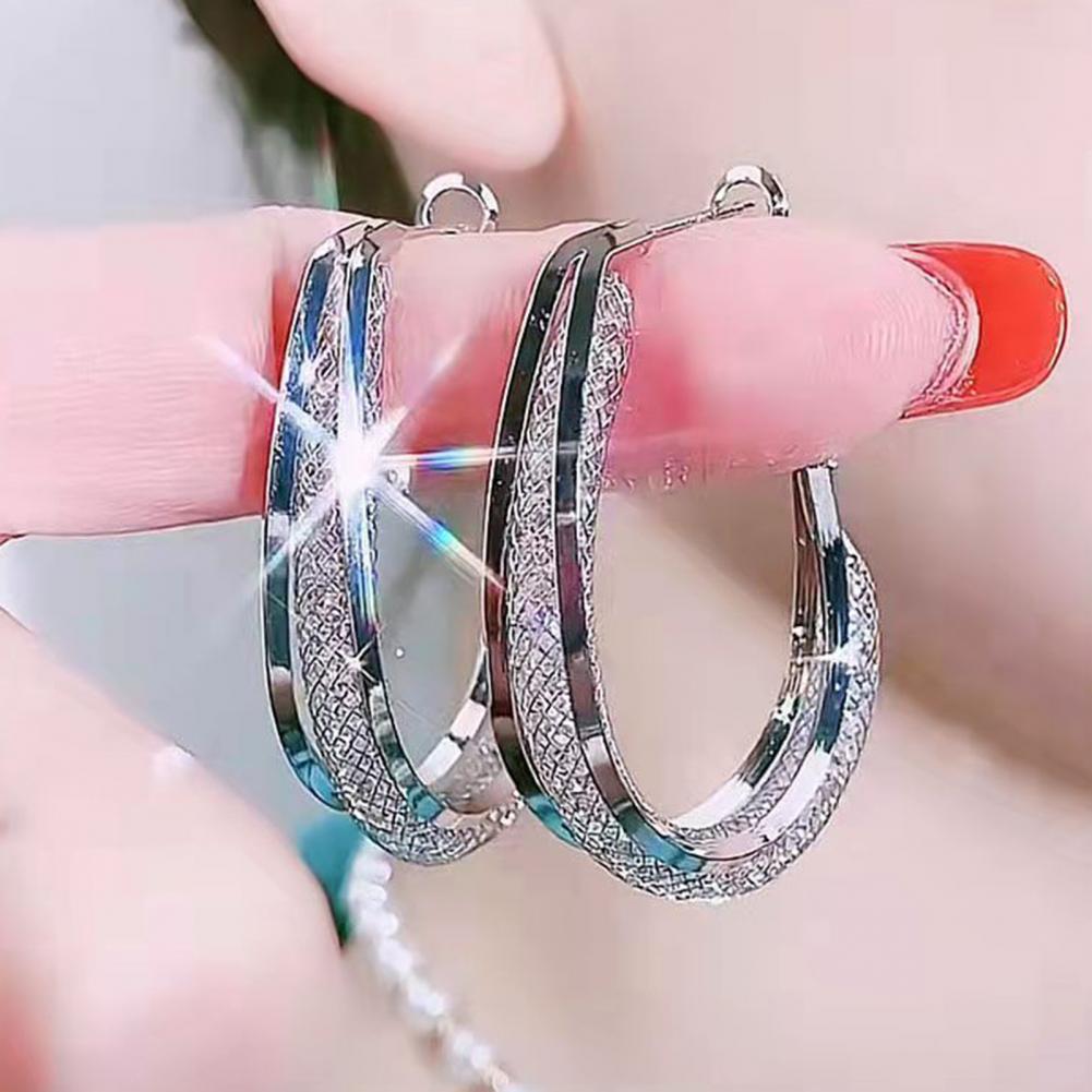 Oval Shiny Hoop øredobber