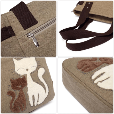 Katt Brodery  Lerretsveske