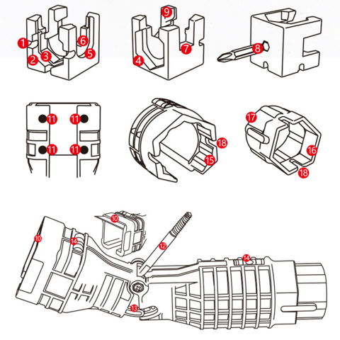 Sammenleggbar vannrørnøkkel