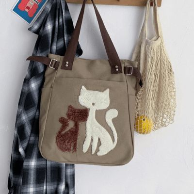 Katt Brodery  Lerretsveske