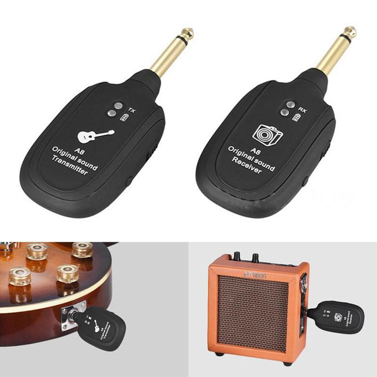 Trådløst gitarforsterker -system | Sender og mottaker