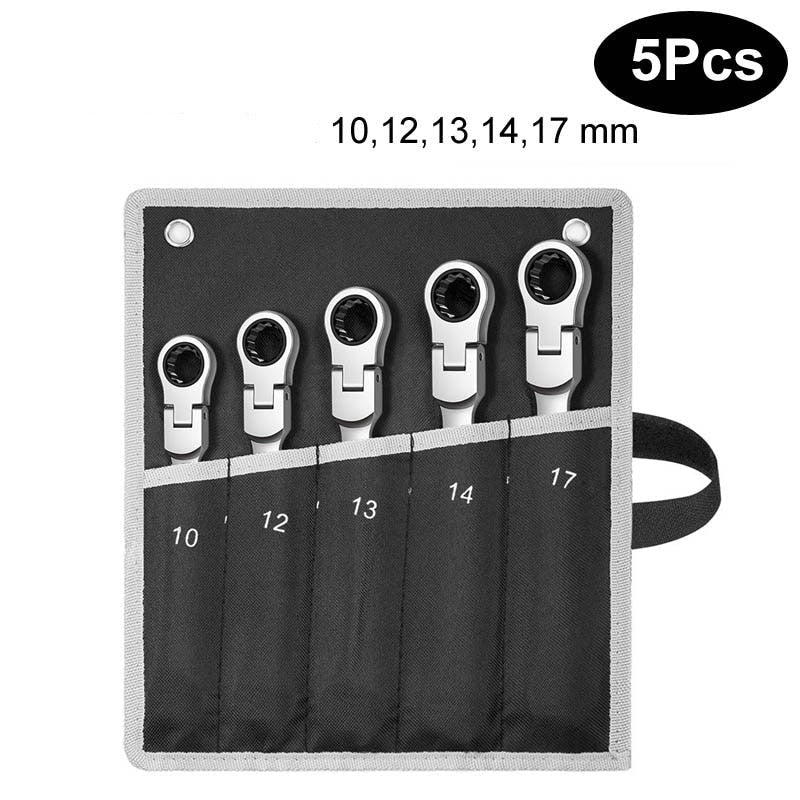 Slange skrallenøkkel med fleksibelt hode